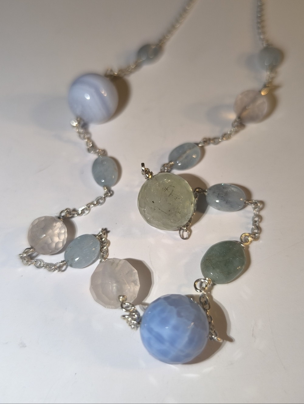 Natural Gemstone Stations in Sterling Silver "Parade Of Planets" Necklace